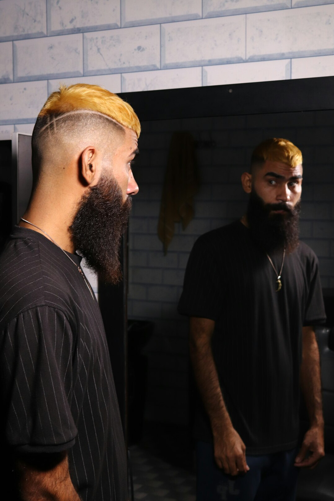 Portrait of a bearded man looking at the camera