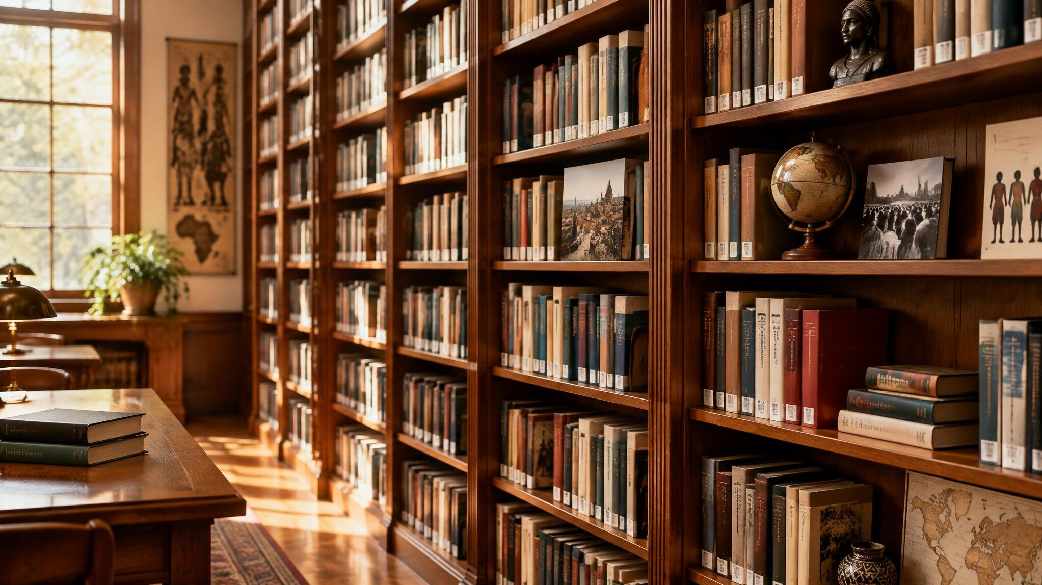 Library shelves full of books